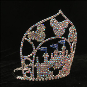 10 Zoll Großhandel Schloss form Kronen Thema Festzug Strass Krone Kristall Custom Tiara