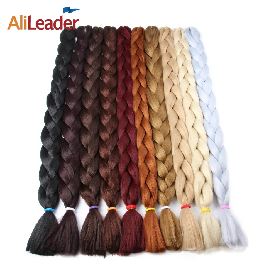 AliLeader सबसे अच्छा गुणवत्ता थोक सुपर रेशमी जंबो चोटी बाल 82 "165G शुद्ध रंग Crochet जंबो चोटी सिंथेटिक बाल विस्तार