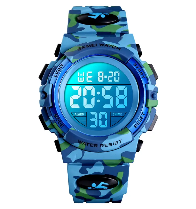 SKMEI Sport style kids watches 1548 LED light 5atm waterproof kids silicone band reloj camouflage color cheap children watches