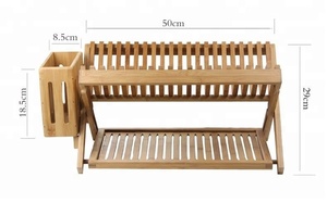 Égouttoir à vaisselle pliable en <span class=keywords><strong>bambou</strong></span>, support de séchage de la vaisselle avec porte-ustensiles, supports de rangement de cuisine pliables et supports comme sur la photo - Product Image 6