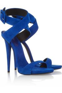 Formato personalizzato blu finta pelle scamosciata superiore cinturino alla caviglia peep toe da donna sandali <span class=keywords><strong>tacchi</strong></span> - Product Image 3