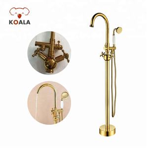Grifos de baño independiente con <span class=keywords><strong>mezclador</strong></span> de <span class=keywords><strong>ducha</strong></span>, soporte libre de oro, de lujo, económico, de largo alcance - Product Image 1