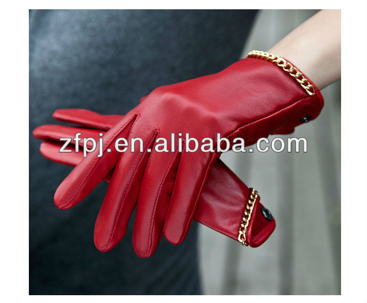 Модные новые зимние красные трендовые женские кожаные перчатки с утюгом