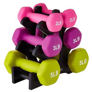 Thiết kế mới thời trang nonpoisonous Neoprene giảm cân Yoga quả tạ Set với Rack - Product Image 1