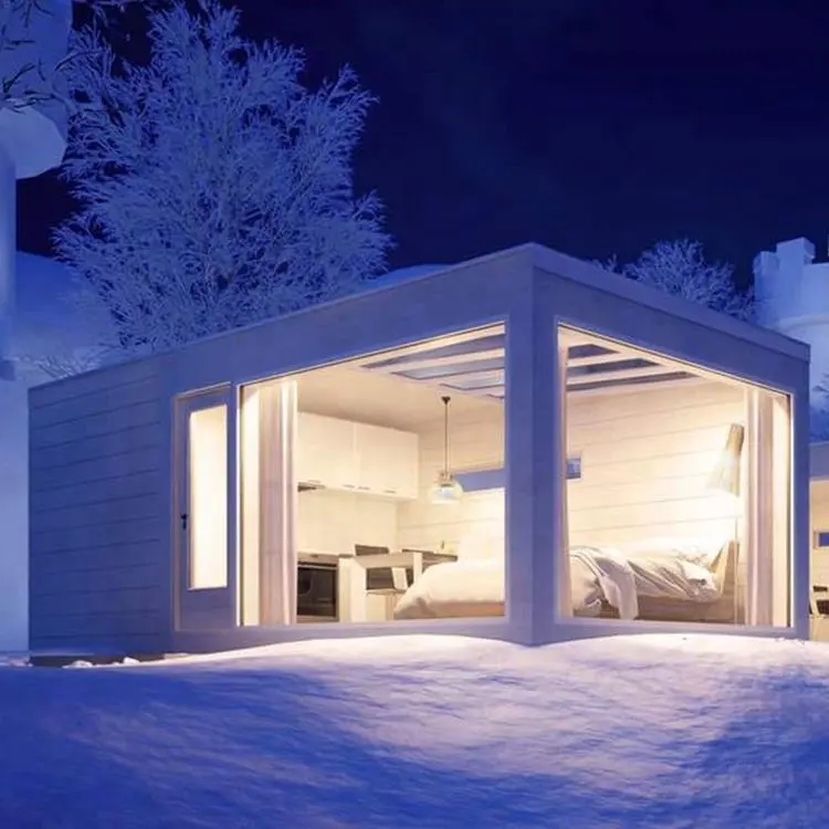Hysun Luxe hotel project flat pack met verwarming isolatie op sneeuw omgeving voor koud gebied voor resort, thuis, hotel