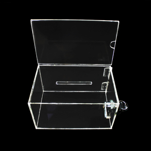 Rõ Ràng Tùy Chỉnh Thực Hiện Đóng Góp Minh Bạch Thẻ Kinh Doanh Acrylic Hiển Thị Lá Phiếu Gợi Ý Hộp Với Khóa - Product Image 2