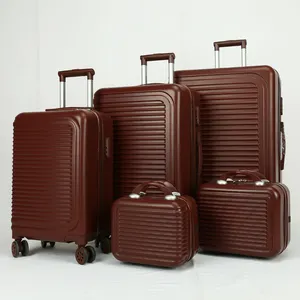brown 3pc Hardside travel suitcase 2 pc hand case TSA Lock spinner 4 wheels 5pcs valise ABS PC trolley luggage set