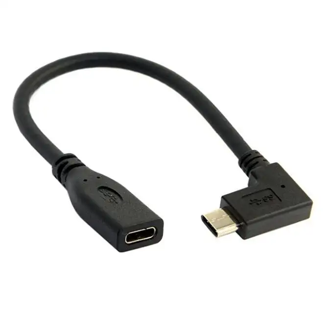 Черный 0,2 м 90-градусный прямоугольный USB C 3,1 Тип C Male к женскому удлинитель Кабель для передачи данных для планшетных ПК