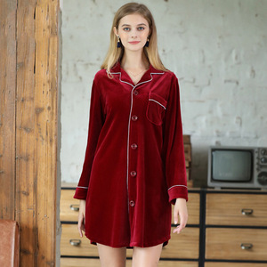 Baju tidur pendek beludru mewah untuk wanita desain bulan madu klasik baju tidur panjang selutut seksi pakaian tidur