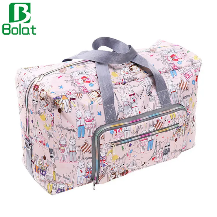 Large Capacity Foldable Cartoon Travel Luggage Bag Lady Packing Organizer Fancy Travel Duffel Bag