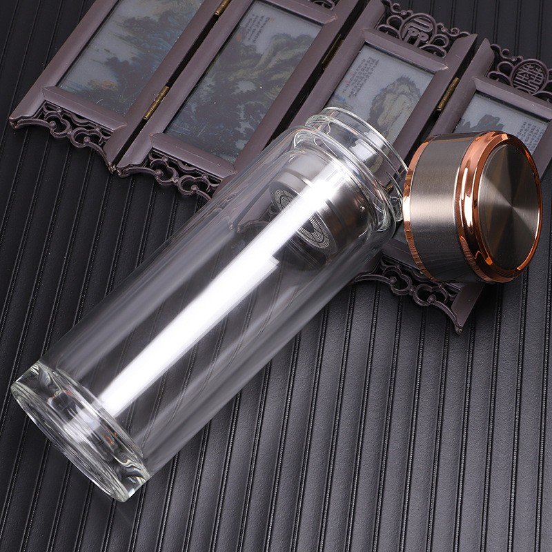 support custom 10OZ Double layer glass water bottle borosilicate glasses with tea influser