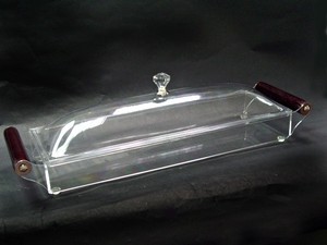 Plateau de service rectangulaire en acrylique bleu avec insert, 2 poignées, design moderne pour le camping - Product Image 4