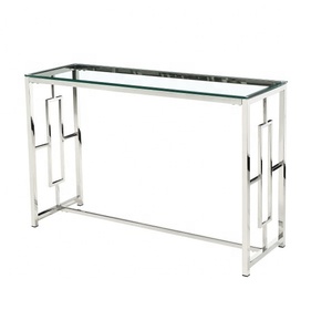 Table <span class=keywords><strong>console</strong></span> <span class=keywords><strong>demi</strong></span>-<span class=keywords><strong>lune</strong></span> en acier inoxydable couleur or table d'entrée en <span class=keywords><strong>verre</strong></span> trempé table <span class=keywords><strong>console</strong></span> vintage - Product Image 2