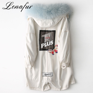 2018 moda joven Venta caliente Morden <span class=keywords><strong>wathet</strong></span> Cuello de piel parkas piel de las mujeres parkas - Product Image 2