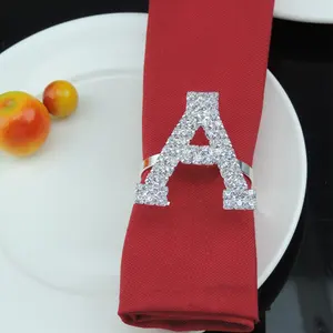 时尚金属水钻26字母餐巾环定制A-Z餐巾扣乔迁派对用品