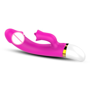 NEZEND Mainan Seks Wanita Silikon 2 In 1, Vagina Wanita Kelinci Bergetar Dildo Vibrator Pemijat Dildo - Product Image 5