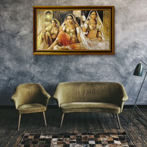 Tùy Chỉnh Truyền Thống Ấn Độ Trang sức Sơn Dầu Phụ Nữ Chủ Đề Trên Vải Cơ Sở - Product Image 5