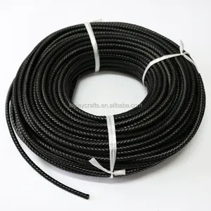 black colour 6mm braided bolo stiches leather cord