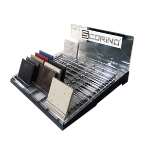 <span class=keywords><strong>Hot</strong></span> bán Acrylic Kính Countertop hiển thị gạch hiển thị đứng thạch anh Countertop màu đen với trắng tĩnh mạch đá <span class=keywords><strong>Rack</strong></span> hiển thị - Product Image 4