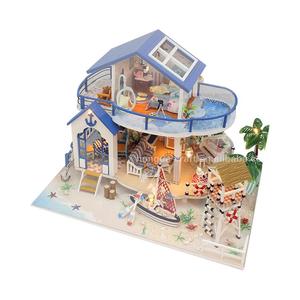 Hongda 13844 légende de <span class=keywords><strong>la</strong></span> mer bleue <span class=keywords><strong>maison</strong></span> de poupée bleue <span class=keywords><strong>maison</strong></span> de poupée Miniature en bois bricolage kit de <span class=keywords><strong>maison</strong></span> de poupée - Product Image 2