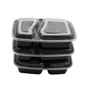 SZ-6828 black microwave safe disposal plastic bento lunch food container two compartment plastic togo container