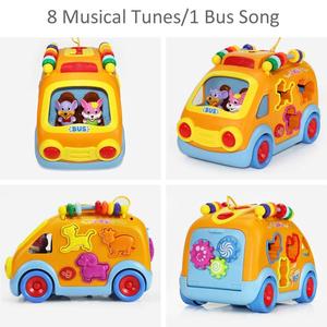Autobus musicale Push-Pull veicolo giocattolo con attrezzatura elettronica per auto e Puzzle animale-regalo di apprendimento per lo sviluppo precoce per i bambini - Product Image 2