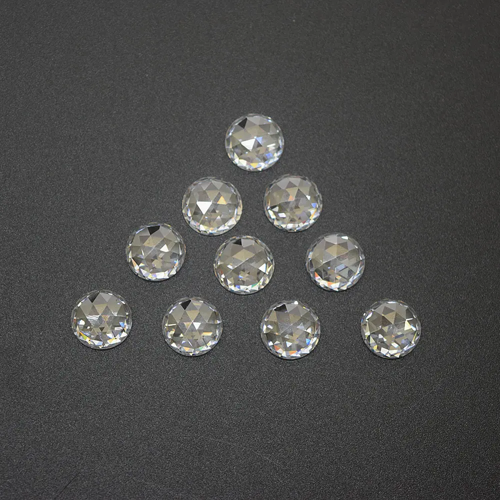 Đá Cubic Zirconia Cắt Hình Hoa Hồng Đáy Phẳng Hình Tròn