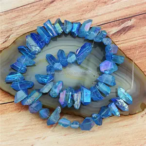 Venda quente Moda jóias colar druzy Gemstone chip beads, azul druzy pedra de cristal chip bead vertentes Atacado CH-MSB0023