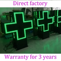 Programable fecha temperatura led Cruz pantalla/lado doble led señal de farmacia/led animación flash de luz