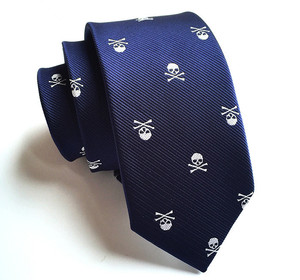 โพลีเอสเตอร์ 100% ทอ Jacquard Skull Skinny Tie สำหรับฮาโลวีน - Product Image 4