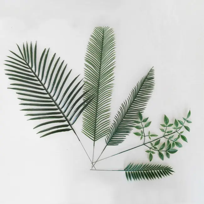 Planta de folha verde artificial de plástico para decoração de backdrop