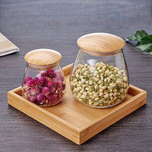 glass storage jar Kitchen Food Tea Coffee Sugar Salt Glass Storage Jar Bottles & Jars Containers Set with wooden Lid