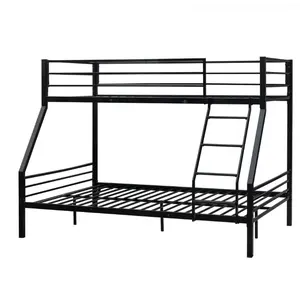 Giường Tầng Twin Over Full Sturdy Metal Bed Frame Với Thang Phẳng Và Lan Can Cho Người Lớn/Trẻ Em/Thanh Thiếu Niên, Đen