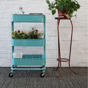 Chariot de cuisine en acier 100% à 3 niveaux, nouveau design, vente en gros, avec 4 roues - Product Image 2