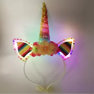 Diademas de unicornio LED parpadeantes, diadema con cuerno de unicornio brillante, recuerdos de fiesta, regalos de cumpleaños