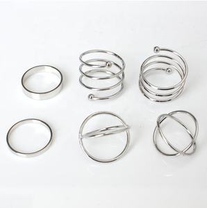 韩国风格情侣弹簧螺旋交叉手指戒指套装女 - Product Image 3