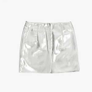 Simple Bright <strong>Silver</strong> PU Leather <strong>Skirt</strong> Patent Leather <strong>Skirt</strong> a Word Bag Hip Slim Slimming <strong>Skirt</strong> - Product Image 3