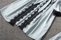 Robe de nuit sexy en satin pour femmes matures, nuisette bleue, tenue de nuit séduisante