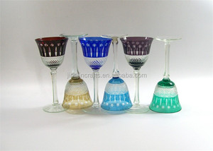 Ensemble de tasses à vin en cristal de Bohême personnalisées pour mariage <span class=keywords><strong>Verre</strong></span> superposé sculpté à la main avec motif élégant Gobelets de qualité supérieure - Product Image 5