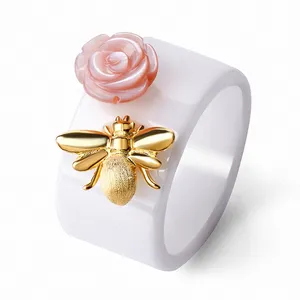 Bague en céramique, vente en gros, excellente qualité, miel d'abeille, or, bijoux pour amoureux