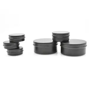 Food Grade Black Aluminium Pot 30G 60G 120G 180G 200G 250G Aluminium Blikjes Voor Thee Ingeblikt Kruiden