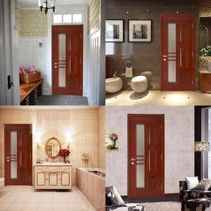 Willsun frosted glass bathroom entry door with <strong>louver</strong> ventilated wooden support oem customized - Product Image 2