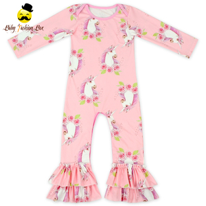 Otoño e Invierno los niños ropa naranja y blanco rayas manga larga Ruffle Icing Bottom bebé niños algodón Jumpsuit - Product Image 4