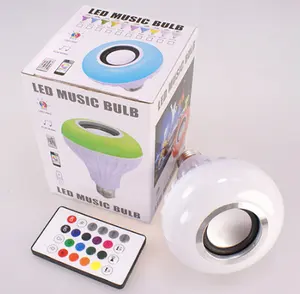 RGB Speaker Bola Lampu Nirkabel LED 12W, Bohlam Musik Pintar E27 Kendali Jarak Jauh, Speaker Bola Lampu LED, Aplikasi Nirkabel Bohlam Musik Led