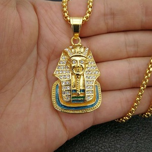 Marlary desain baru CZ baja nirkarat perhiasan Hip Hop Enamel liontin Pharaohs Mesir