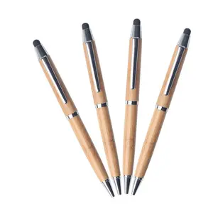 2019 Novel Bambu Stylus Ballpoint Pen Perencanaan Spin Pen Hadiah