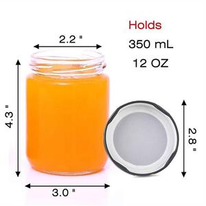 Round 12 oz Airtight Glass <strong>Jars</strong> With Black Metal Lid - Canning <strong>Jars</strong> <strong>for</strong> <strong>Jam</strong>, Honey, Spices, Arts and Gift Holder 1 Set - Product Image 2