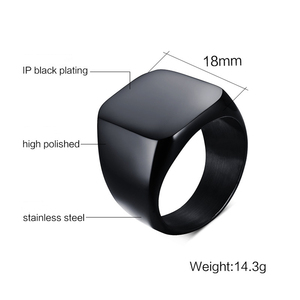 Shopping Online Men's <strong>Black</strong> <strong>Ring</strong> Simple Design 18mm Band <strong>Titanium</strong> <strong>Ring</strong> Wholesale - Product Image 2