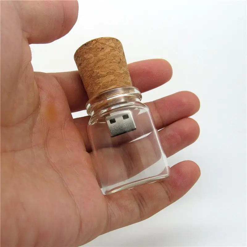 Förderung Glas Drift Flasche USB-Sticks Holz Kork USB 2.0 4 gb 8 gb 16 gb 32 gb Memory Stick