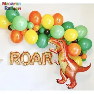 ROAR dinozor balonlar Garland Arch kiti turuncu yeşil siyah balon Dino orman doğum günü partisi süslemeleri malzemeleri K213